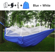 blue & white camping hammock