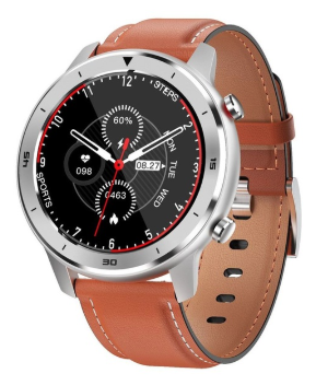 brown leather band smart watch