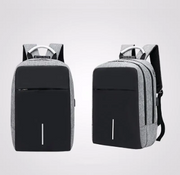 2 grey laptop backpacks